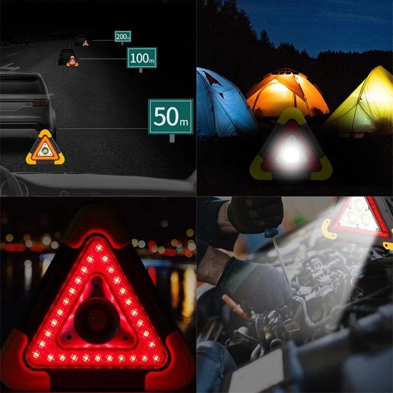 RoadGuard™ – 2w1 trójkąt ostrzegawczy LED zasilany energią słoneczną
