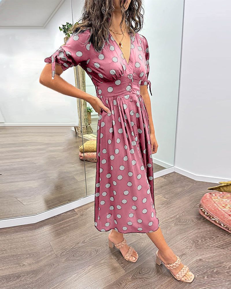 LETYCJA - Elegancka sukienka w groszki