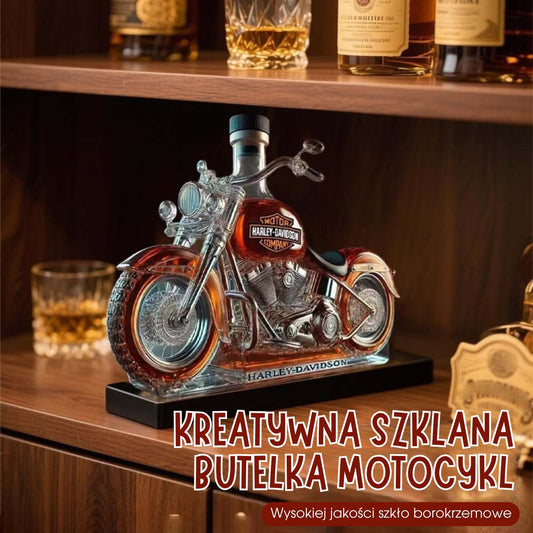 Kreatywna szklana butelka w kształcie motocykla
